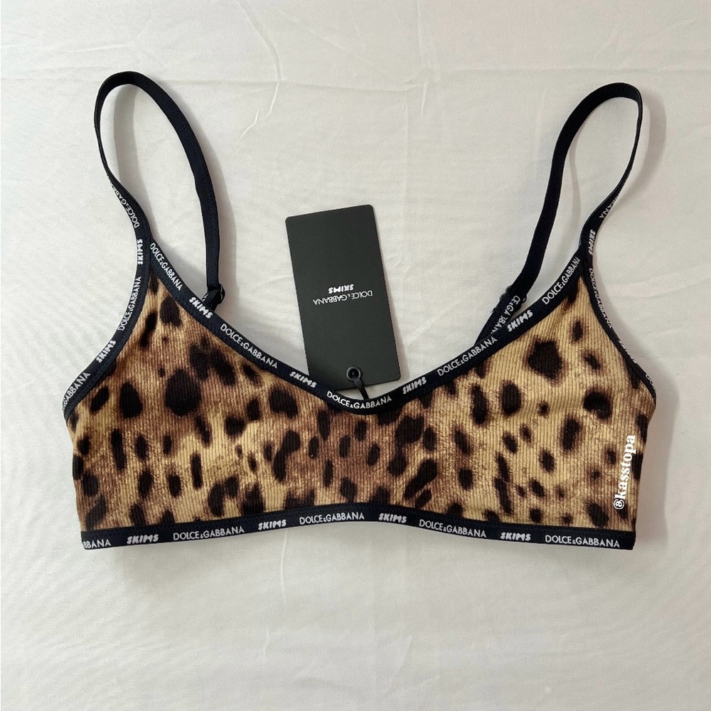 SKIMS Leopard-Pattern Bralette in Brown and Black